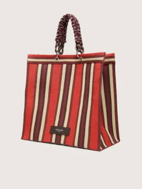 Sac Spiaggina rayé rouge, crème et bordeaux