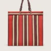Sac Spiaggina rayé rouge, crème et bordeaux