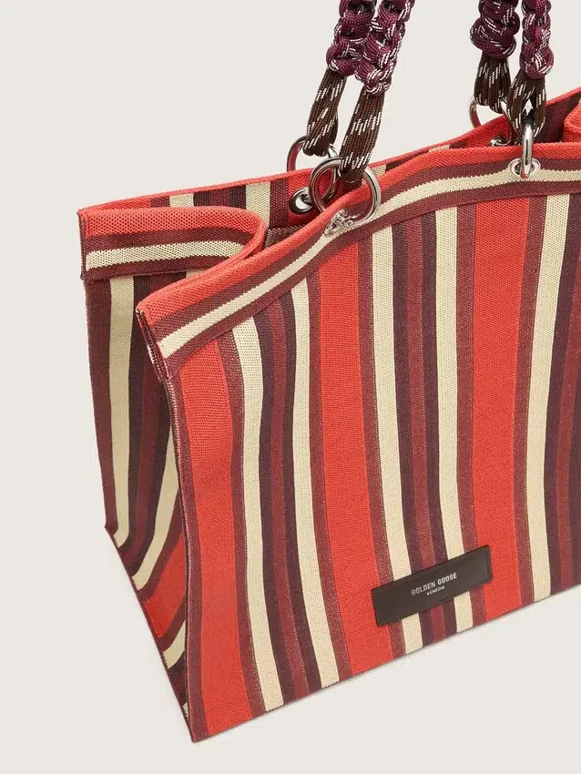 Sac Spiaggina rayé rouge, crème et bordeaux