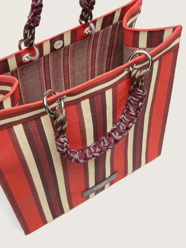 Sac Spiaggina rayé rouge, crème et bordeaux