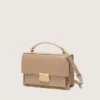 Sac Venezia en cuir beige à nervures avec détails dorés