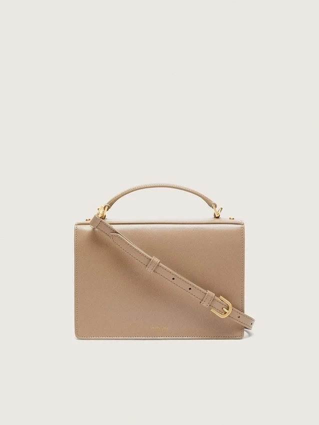 Sac Venezia en cuir beige à nervures avec détails dorés