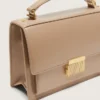 Sac Venezia en cuir beige à nervures avec détails dorés