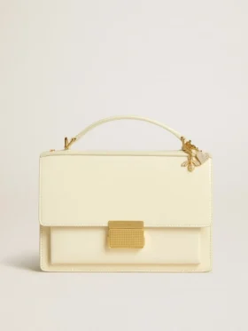 Sac Venezia en cuir gaufré couleur beurre avec double breloque