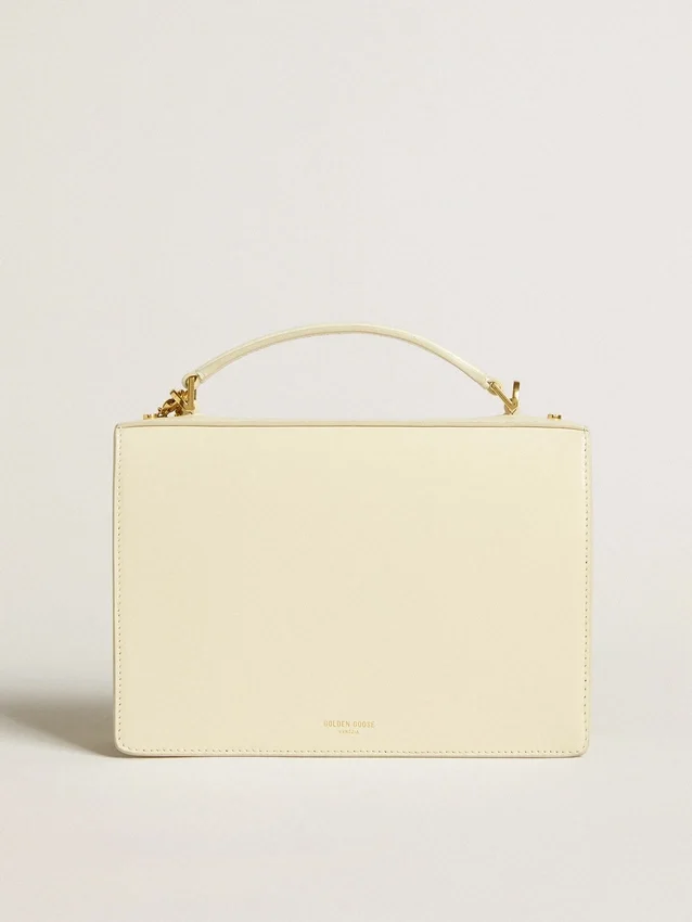Sac Venezia en cuir gaufré couleur beurre avec double breloque