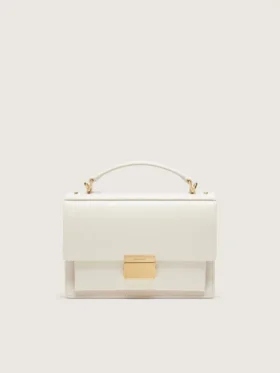 Sac Venezia en cuir gaufré couleur beurre avec détails dorés