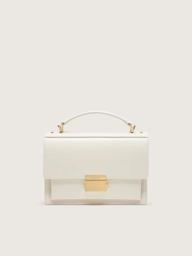 Sac Venezia en cuir gaufré couleur beurre avec détails dorés