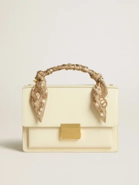 Sac Venezia en cuir gaufré couleur beurre avec foulard en soie