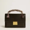 Sac Venezia en cuir gaufré noir avec foulard multicolore
