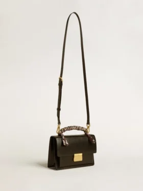 Sac Venezia en cuir gaufré noir avec foulard multicolore