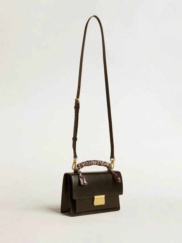 Sac Venezia en cuir gaufré noir avec foulard multicolore