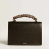 Sac Venezia en cuir gaufré noir avec foulard multicolore