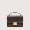 Sac Venezia en cuir gaufré vintage marron foncé avec détails dorés
