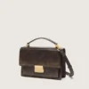 Sac Venezia en cuir gaufré vintage marron foncé avec détails dorés