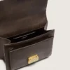 Sac Venezia en cuir gaufré vintage marron foncé avec détails dorés