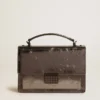 Sac Venezia en cuir métallisé gris anthracite avec des détails noirs
