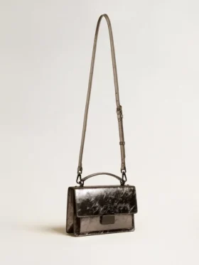 Sac Venezia en cuir métallisé gris anthracite avec des détails noirs