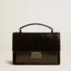 Sac Venezia en cuir métallisé noir avec détails noirs