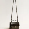 Sac Venezia en cuir métallisé noir avec détails noirs