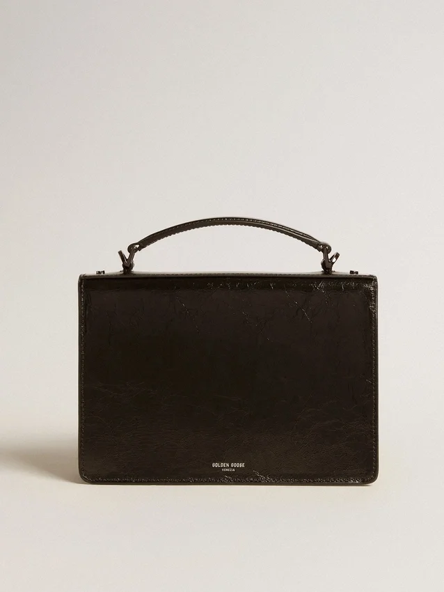 Sac Venezia en cuir métallisé noir avec détails noirs