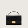 Sac Venezia en cuir noir gaufré avec détails dorés