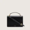 Sac Venezia en cuir noir gaufré avec détails dorés