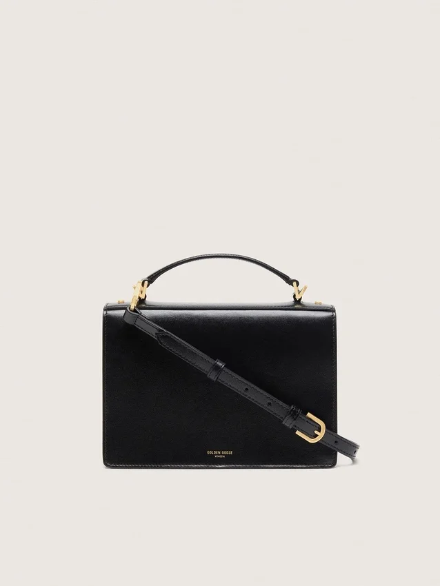 Sac Venezia en cuir noir gaufré avec détails dorés