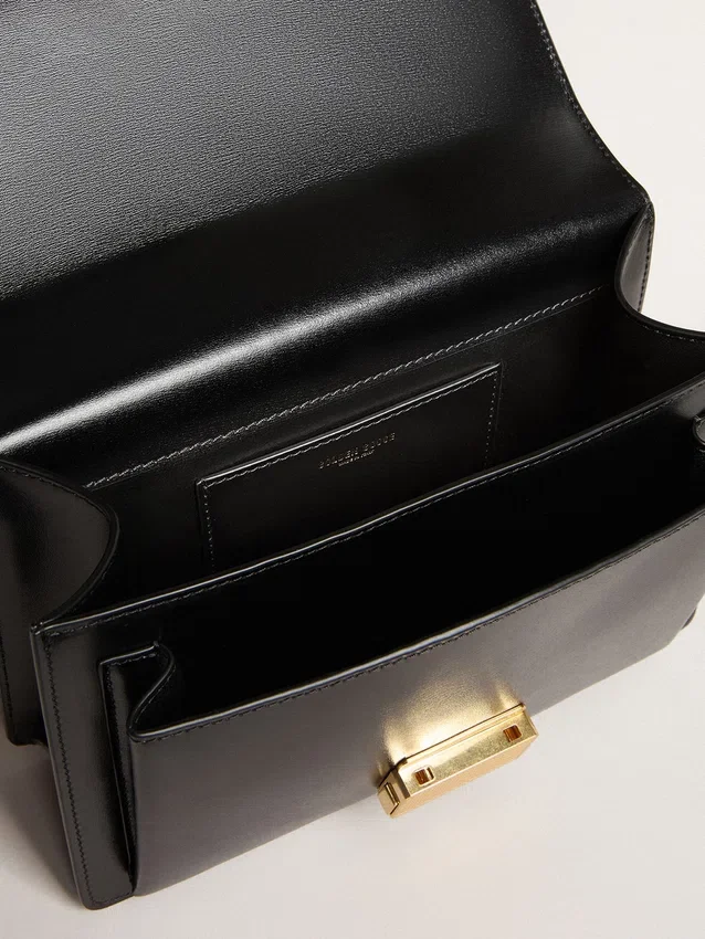 Sac Venezia en cuir noir gaufré avec détails dorés
