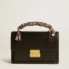 Sac Venezia en cuir noir gaufré avec foulard et double breloque
