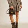 Sac Venezia en cuir noir vieilli avec détails dorés