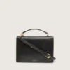 Sac Venezia en cuir noir vieilli avec détails dorés