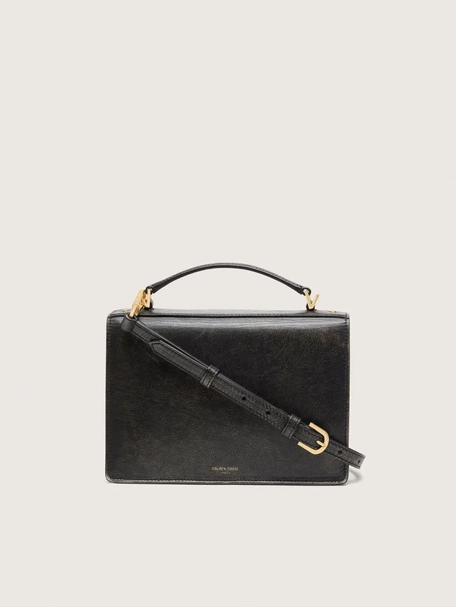 Sac Venezia en cuir noir vieilli avec détails dorés