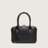 Sac Vita en cuir de mouton noir avec détails dorés
