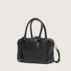 Sac Vita en cuir de mouton noir avec détails dorés