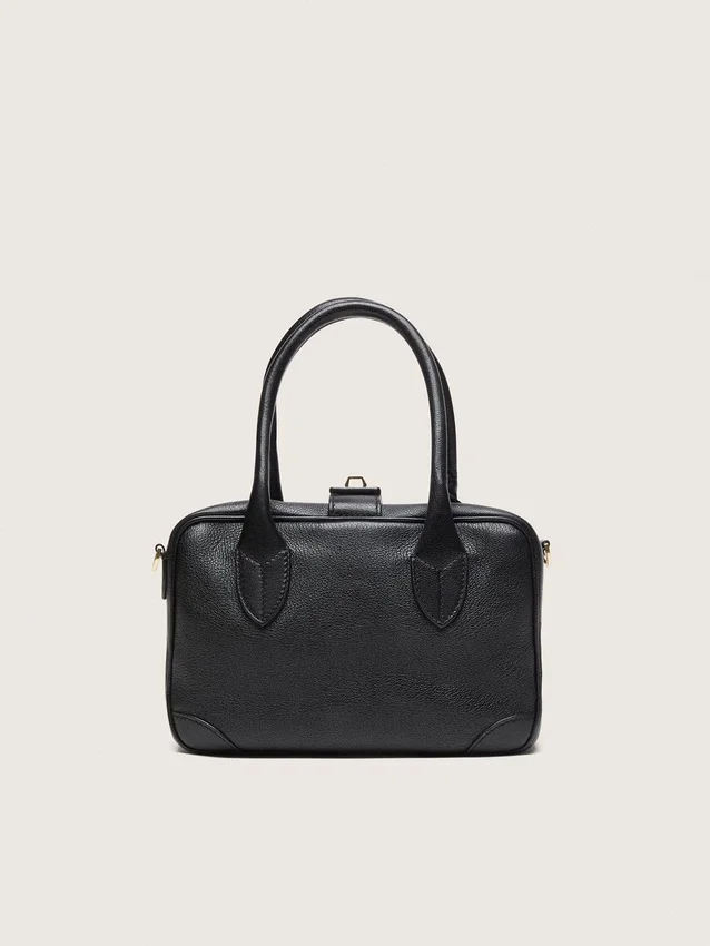 Sac Vita en cuir de mouton noir avec détails dorés
