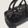 Sac Vita en cuir de mouton noir avec détails dorés