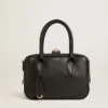 Sac Vita en cuir lisse noir avec détails dorés