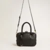 Sac Vita en cuir lisse noir avec détails dorés