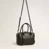 Sac Vita en cuir lisse noir avec détails dorés