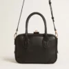 Sac Vita en cuir lisse noir avec détails dorés