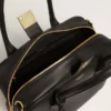 Sac Vita en cuir lisse noir avec détails dorés