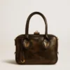 Sac Vita en cuir noir vieilli avec détails dorés