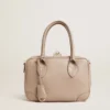 Sac Vita en cuir taupe avec détails dorés
