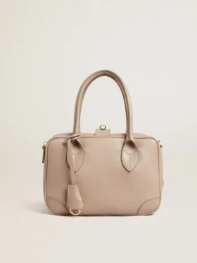 Sac Vita en cuir taupe avec détails dorés
