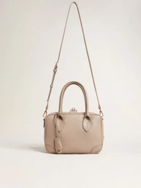 Sac Vita en cuir taupe avec détails dorés