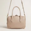 Sac Vita en cuir taupe avec détails dorés