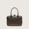 Sac Vita en cuir vintage marron avec détails dorés