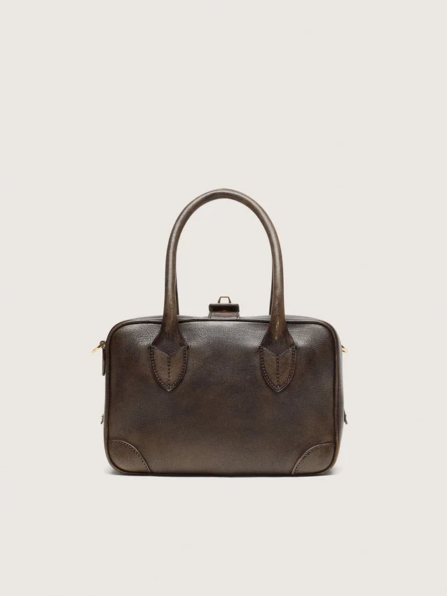 Sac Vita en cuir vintage marron avec détails dorés