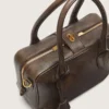 Sac Vita en cuir vintage marron avec détails dorés