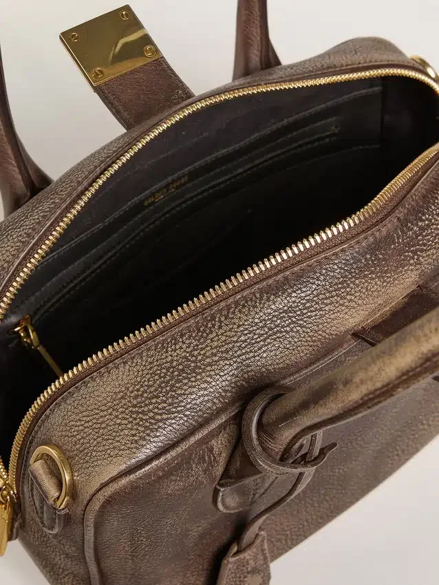 Sac Vita en cuir vintage marron avec détails dorés